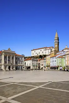 Piran Prints: Tartini Square and St George's Cathedral, Piran, Slovenia, Eastern Europe