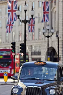Taxi on Regent Street, London, England, UK