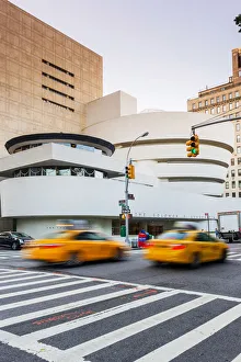 Taxis Prints: Taxis passing the Solomon R Guggenheim Museum, New York, USA