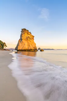 Coromandel Prints: Te Hoho rock at Cathedral Cove at sunrise