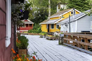 Broughton Archipelago Prints: Telegraph Cove village and colorful houses, Vancouver Island. British Columbia, Canada