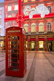 Shopping Gallery: Telephone box & Cartier store, New Bond Street, London, England, UK