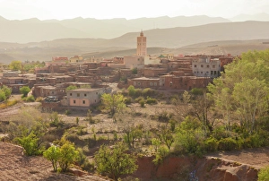 Atlas Mountains Prints: Telouet village from abandoned Telouet Kasbah, Atlas Mountains, Morocco