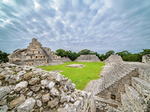 Temple Of Five Storeys Prints: Temple of Five Floors, Great Acropolis, Edzna Archaeological Site, Campeche State, Mexico