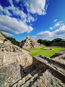 Temple Of Five Storeys Prints: Temple of Five Floors, Great Acropolis, Edzna Archaeological Site, Campeche State, Mexico