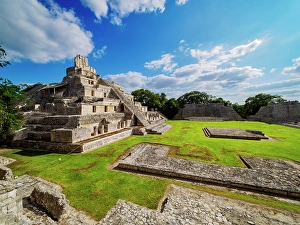 Temple Of Five Storeys Prints: Temple of Five Floors, Great Acropolis, Edzna Archaeological Site, Campeche State, Mexico