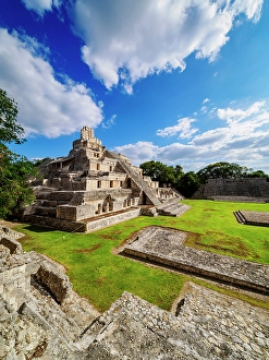 Temple Of Five Storeys Prints: Temple of Five Floors, Great Acropolis, Edzna Archaeological Site, Campeche State, Mexico