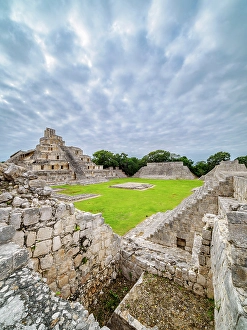Temple Of Five Storeys Prints: Temple of Five Floors, Great Acropolis, Edzna Archaeological Site, Campeche State, Mexico