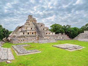 Temple Of Five Storeys Prints: Temple of Five Floors, Great Acropolis, Edzna Archaeological Site, Campeche State, Mexico