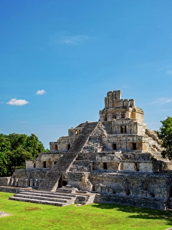 Temple Of Five Storeys Prints: Temple of Five Floors, Great Acropolis, Edzna Archaeological Site, Campeche State, Mexico