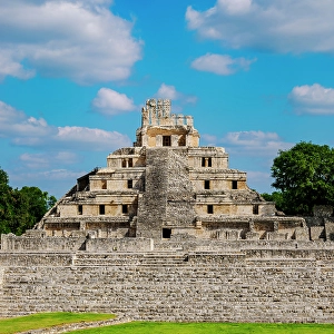 Temple Of Five Storeys Prints: Temple of Five Floors, Great Acropolis, Edzna Archaeological Site, Campeche State, Mexico