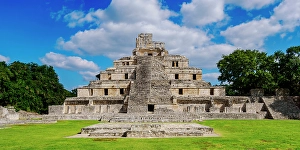 State Of Campeche Prints: Temple of Five Floors, Great Acropolis, Edzna Archaeological Site, Campeche State, Mexico