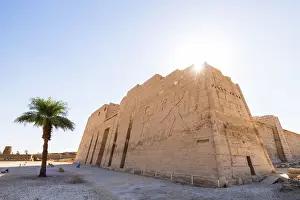 Temple guardian at the temple of Ramses III on the West bank of the Nile at Luxor, Egypt