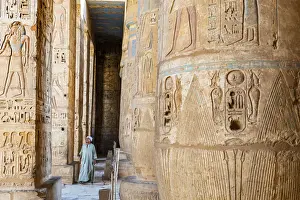 Temple guardian at the temple of Ramses III on the West bank of the Nile at Luxor, Egypt