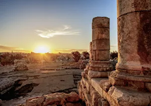 Temple of Hercules Ruins at sunset, Amman Citadel, Amman Governorate, Jordan Temple of Hercules Ruins at sunset, Amman Citadel, Amman Governorate, Jordan