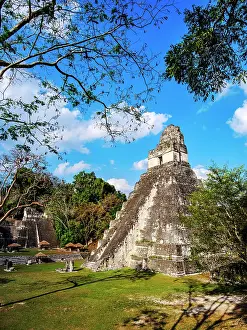 Step Prints: Temple I or Temple of the Great Jaguar, Great Plaza, Tikal, Peten Department, Guatemala