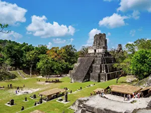 Step Prints: Temple II or Temple of the Masks, Great Plaza, Tikal, Peten Department, Guatemala