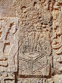 Court Prints: Temple of the Jaguars, detailed view, Chichen Itza, Yucatan State, Mexico
