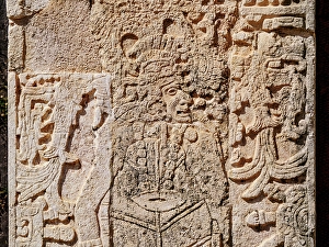 Court Prints: Temple of the Jaguars, detailed view, Chichen Itza, Yucatan State, Mexico