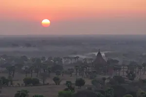 Mandalay Region Prints: Temple at sunrise, Bagan (UNESCO World Heritage Site)