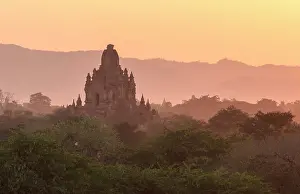 Mandalay Region Prints: Temple at sunset, Bagan (UNESCO World Heritage Site)