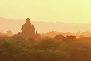 Mandalay Region Prints: Temple at sunset, Bagan (UNESCO World Heritage Site)