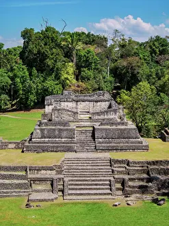 Plaza A Prints: Temple of the Wooden Lintel, elevated view