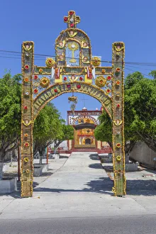 Latin Prints: Temporary churchyard gate made of cucharilla, Izucar de Matamoros, Puebla, Mexico