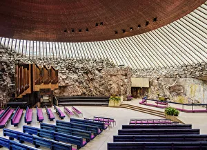 Temppeliaukio Church or Rock Church, interior, Helsinki, Uusimaa County, Finland