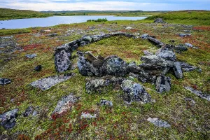 Taiga Prints: Tent ring rocks used by native nomadic people, Tasiujaq, Nunavik, Canada