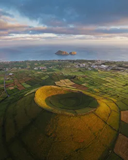 Terceira island, Azores, Portugal. Craters and pasture fields