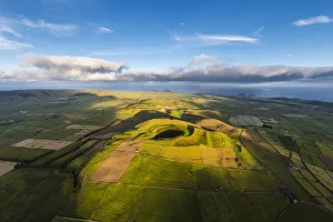 Terceira island, Azores, Portugal. Craters and pasture fields