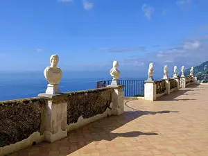 Ravello Prints: Terrace of Infinity, Marble Busts Villa Cimbrone Ravello, Amalfi Coast, Campania, Italy