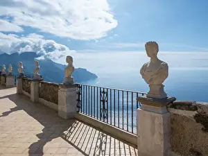Ravello Prints: Terrace of Infinity, Marble Busts Villa Cimbrone Ravello, Amalfi Coast, Campania, Italy