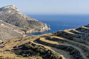 Folegandros Prints: Terraced field in Folegandros, Cyclades Islands, Greece