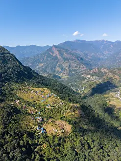 Gandaki Province Prints: Terraced fields near Pokhara, Annapurna Region, Gandaki Province, Nepal