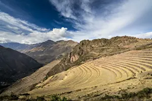 Cusco Province Prints: Terraces at Pisaq, Calca Province, Cuzco Region, Peru