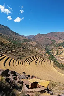 Cusco Province Prints: Terraces at Pisaq, Calca Province, Cuzco Region, Peru