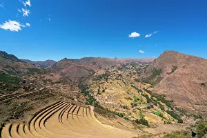 Cusco Province Prints: Terraces at Pisaq, Calca Province, Cuzco Region, Peru