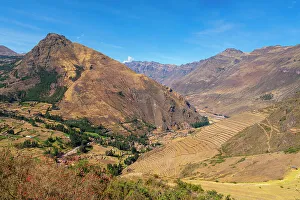 Cusco Province Prints: Terraces at Pisaq, UNESCO, Pisaq, Sacred Valley, Urubamba Province, Cusco Region, Peru