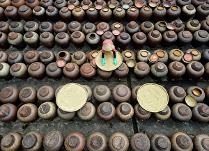 Soy Sauce Prints: Terracotta urns full of soy sauce, Ban Village, near Hanoi, Vietnam