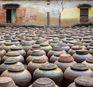 Soy Sauce Prints: Terracotta urns full of soy sauce, Ban Village, near Hanoi, Vietnam