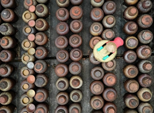 Soy Sauce Prints: Terracotta urns full of soy sauce, Ban Village, near Hanoi, Vietnam