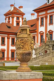 Images Dated 25th February 2022: Terracotta vase in garden of Troja Chateau, Prague, Bohemia, Czech Republic