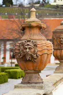 Images Dated 25th February 2022: Terracotta vase in garden of Troja Chateau, Prague, Bohemia, Czech Republic