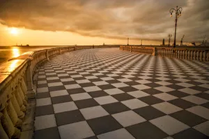 Rays Prints: Terrazza Mascagni in Livorno during a cloudy sunset, Tuscany, Italy