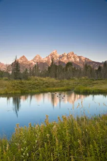 Teton Mountain Range from Schwabacher Landing, Grand Teton National Park, Wyoming, USA Teton Mountain Range from Schwabacher Landing, Grand Teton National Park, Wyoming, USA
