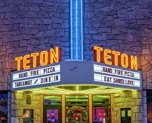 Ski Resort Prints: Teton Theatre Neon Sign Jackson Hole, Wyoming, USA