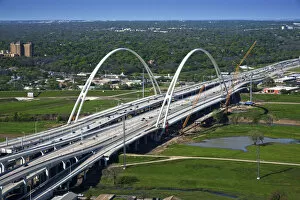 Images Dated 14th June 2017: Texas, Dallas, Margaret McDermott Bridge, Trinity River, New Construction, Steel Suspended
