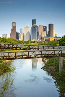 Texas, Houston, Rosemont Pesestrian Bridges, Buffalo Bayou Park, Buffalo Bayou River